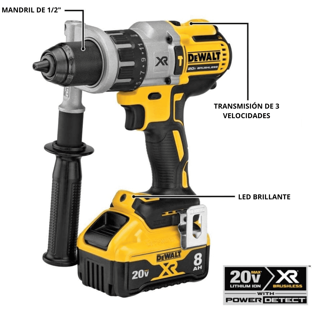 Combo DEWALT Taladro Percutor DCD998 + Atornillador de Impacto DCF887 – Potencia y Precisión con Tecnología POWER DETECT