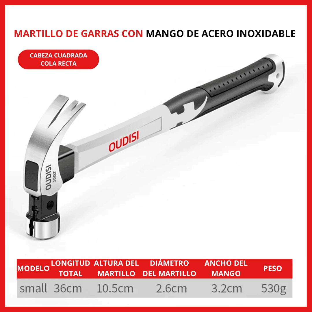 Martillo PRO con Agarre Magnético – Antideslizante y Preciso para Carpintería Profesional