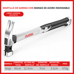 Martillo PRO con Agarre Magnético – Antideslizante y Preciso para Carpintería Profesional