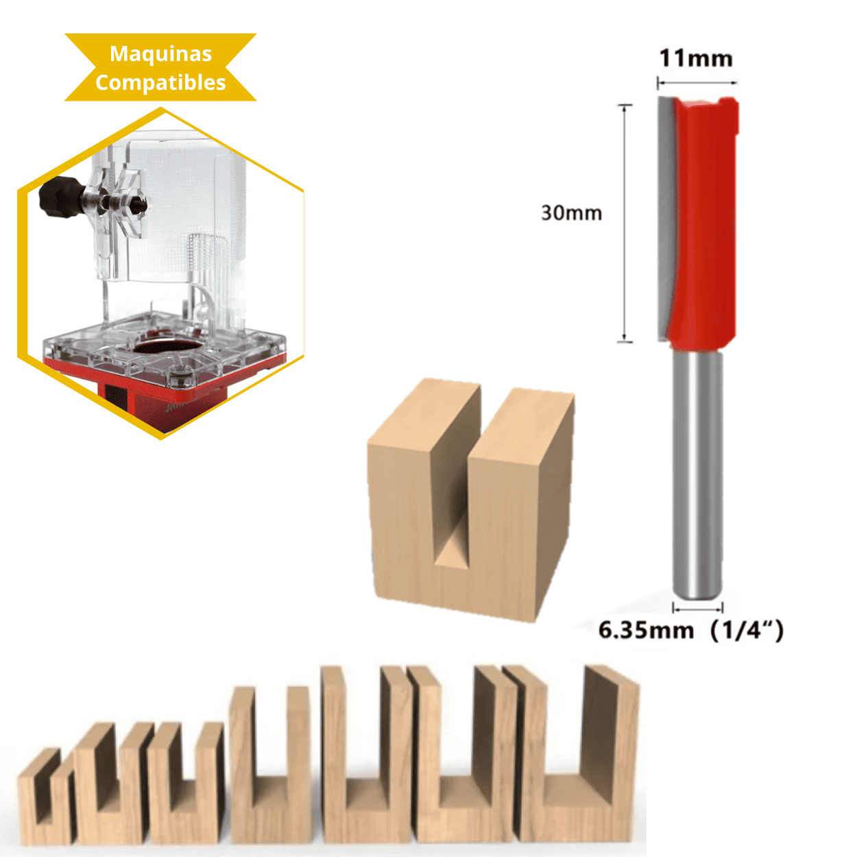 Fresa Recta 11 mm – Precisión para Cajones y Ensambles