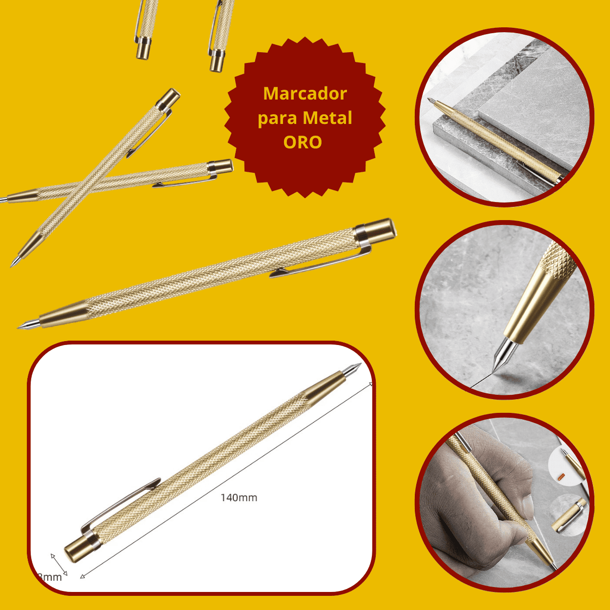 Marcador para Metal ORO – Punta de Tungsteno Afilada