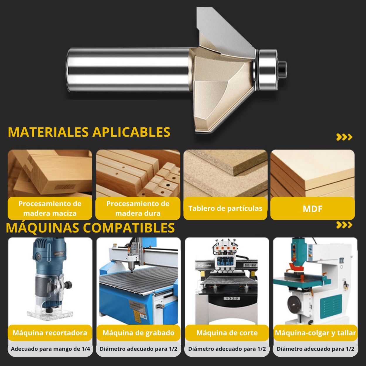 Fresa 45° con Rodamiento – Corte Preciso y Profesional