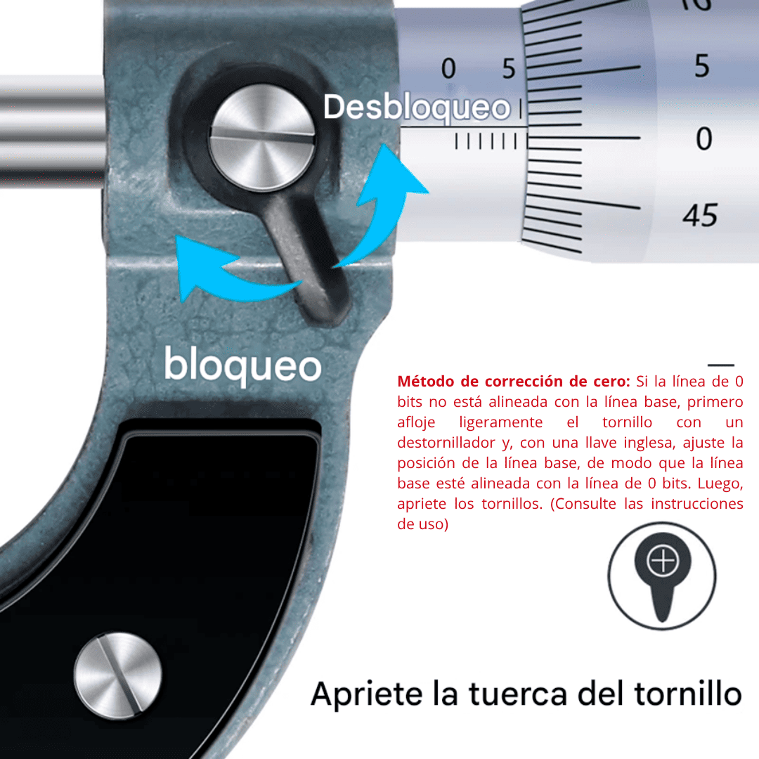 Micrómetro Exterior Métrico 0–25 mm