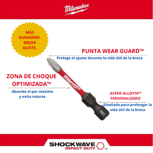 Punta de Impacto PH2 x 50mm Milwaukee