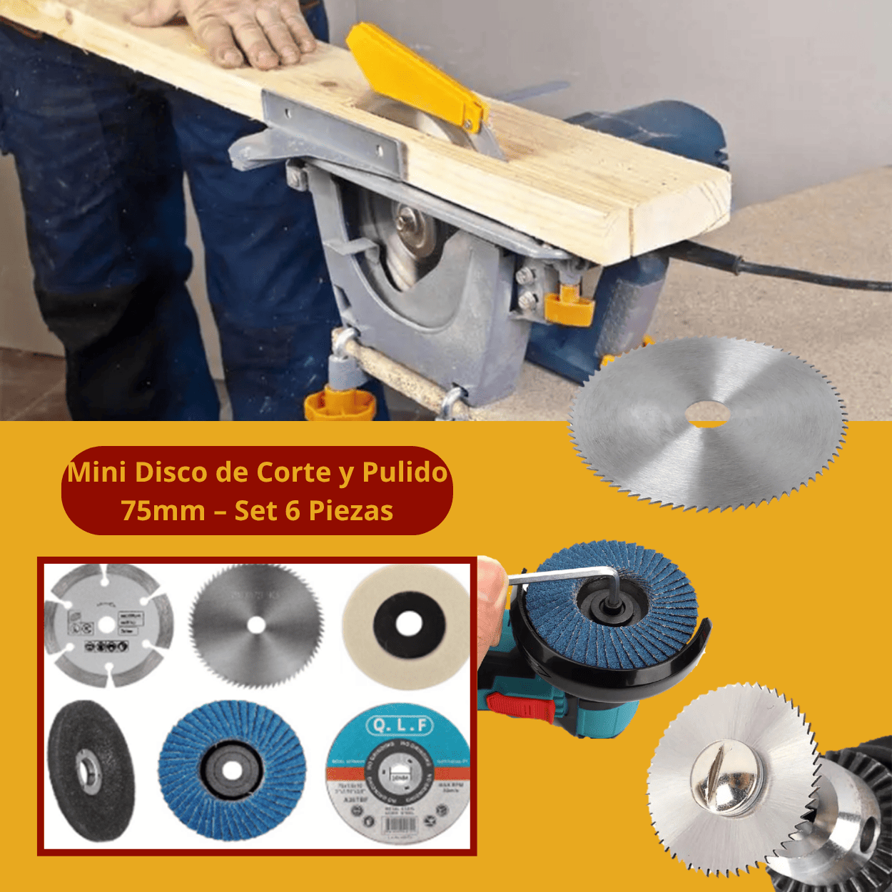 Mini Disco de Corte y Pulido 75mm – Set 6 Piezas