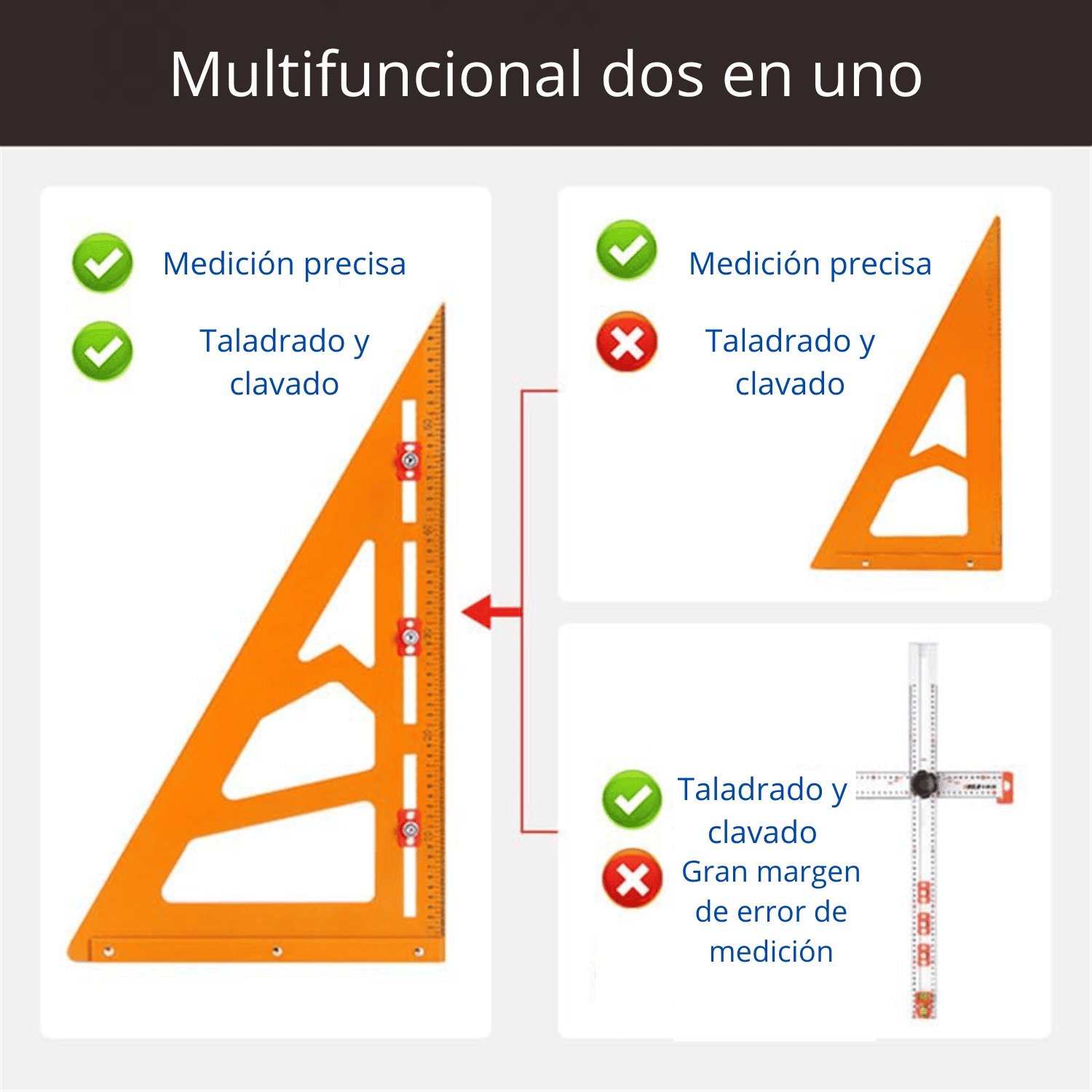 Escuadra Rápida 21” con Guía de Perforación – Precisión extendida para trabajos exigentes