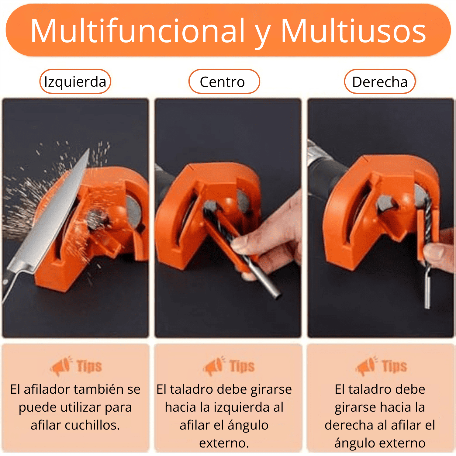 Afilador de Brocas de Doble Hoja – Versátil y Compacto