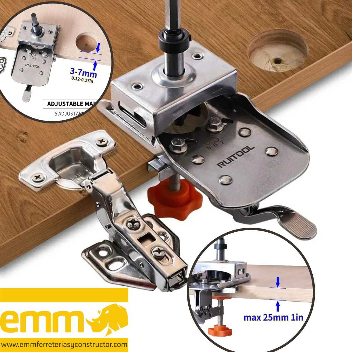 Plantilla de Acero para Bisagras Cangrejos o Cazoletas Pro