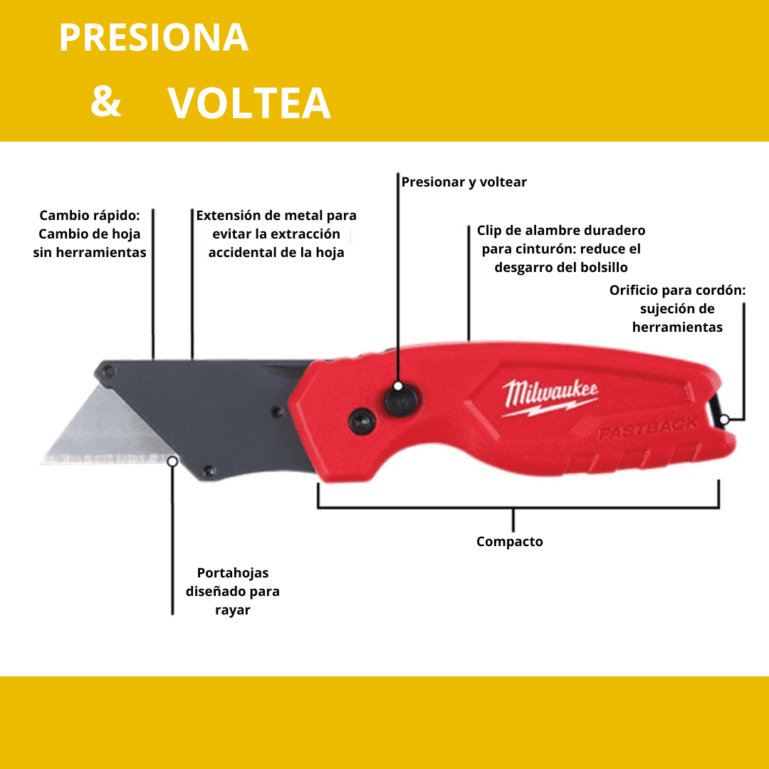 Cutter y Navaja Multiusos Milwaukee FASTBACK™ – Modelos PRO Compactos y Versátiles