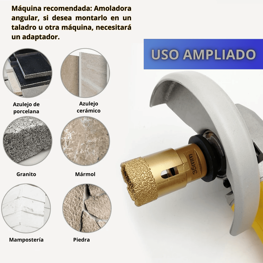 Copa Diamantada de Oro PRO – Corte y Perforación de Alto Rendimiento en Porcelanato, Mármol y Granito
