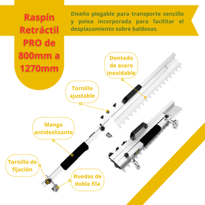 Raspín Retráctil PRO de 800mm a 1270mm - con Sistema de Polea y Nivelación