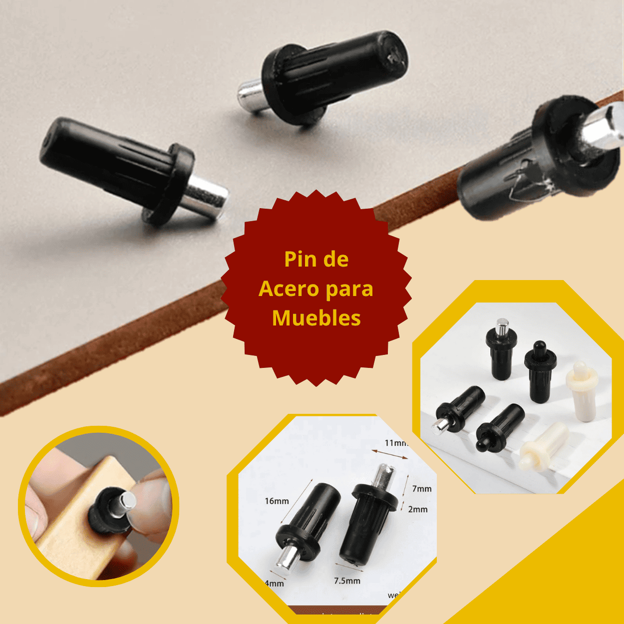 Pin de Acero para Muebles – Tipo Pívot Retráctil