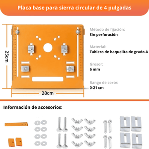 Placa Guía para Router y Sierra Circular de 4 Pulgadas