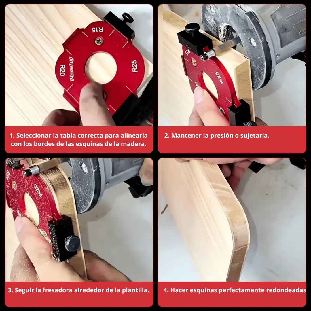 Plantillas para Bordes de Esquinas – Aluminio 4 en 1 – Radios Precisos para Carpintería Profesional