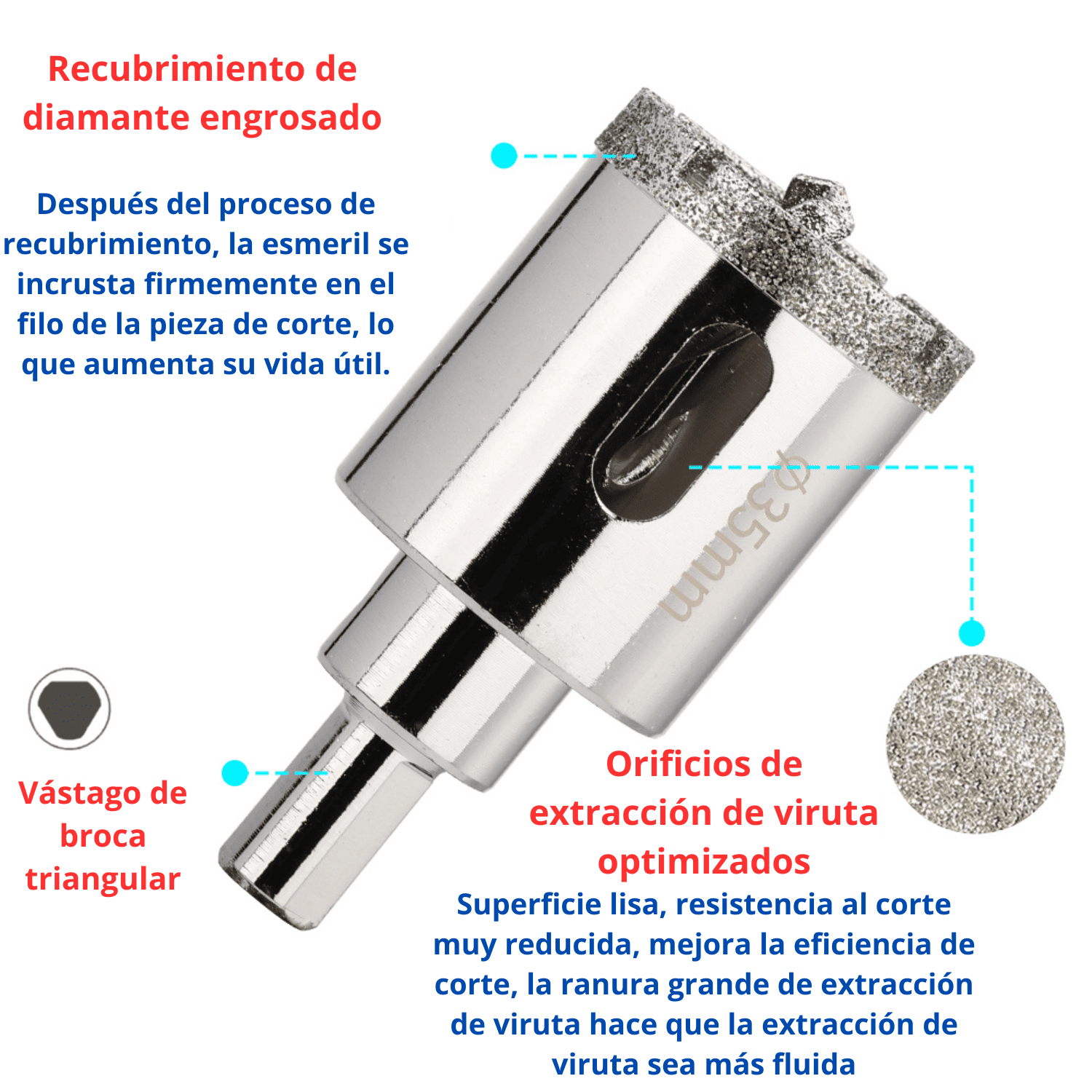 Broca Diamantada con Sistema Guía – Alta Precisión y Corte Afilado