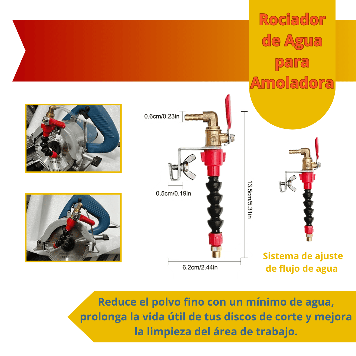 Rociador de Agua para Amoladora y Sierra Marmolera – Corte Húmedo con Mayor Precisión