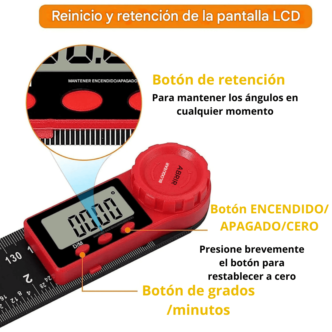 Goniómetro Digital PRO 12" – Precisión Total en Lectura de Ángulos y Longitudes