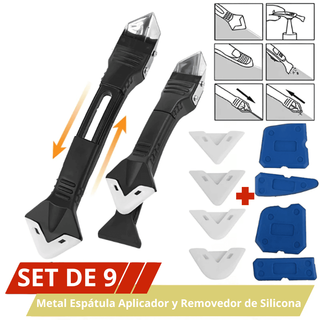 Set 5 en 1 y 8 en 1 Aplicador y Removedor de Silicona – Acabado Profesional