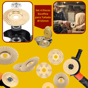 Set 4 Discos Escofina para Tallado Ø125mm