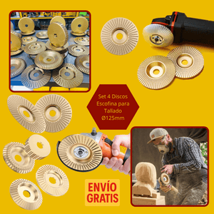 Set 4 Discos Escofina para Tallado Ø125mm
