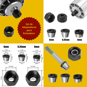 Set de Adaptadores para Ruteadora – 3 Medidas (6, 6.35 y 8 mm)