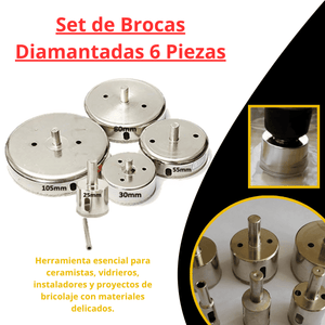 Set de Brocas Diamantadas 6 Piezas – Vidrio, Cerámica, Porcelana y Más