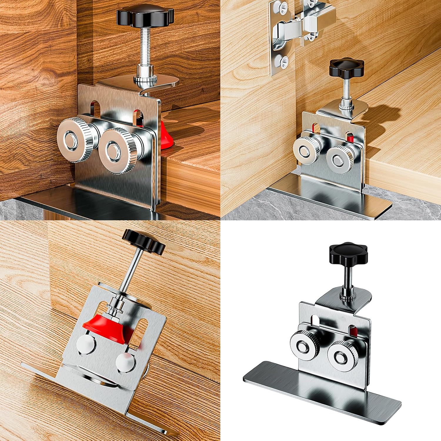 Soporte de Montaje en Acero Inoxidable, Regulable para Puertas, Gabinetes y Armarios