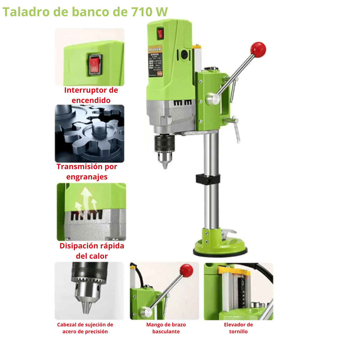 Taladro de Banco Portátil 2 en 1 Todoterreno + Super Ventosa