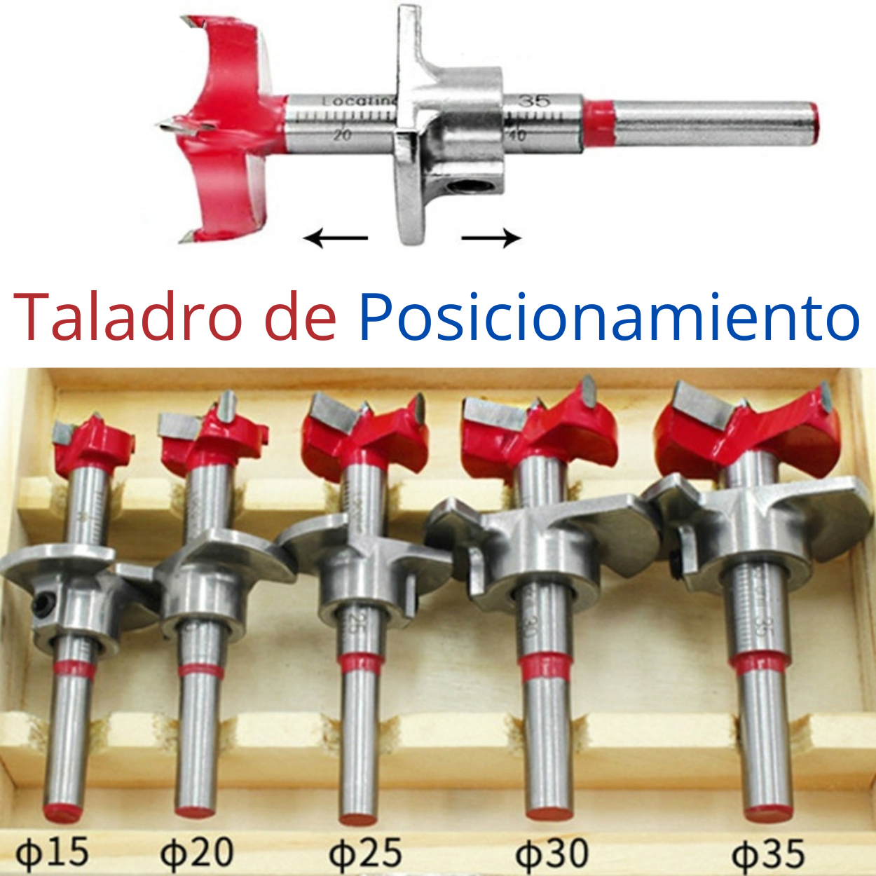 Set Brocas Forstner 5PCS con Tope Regulable