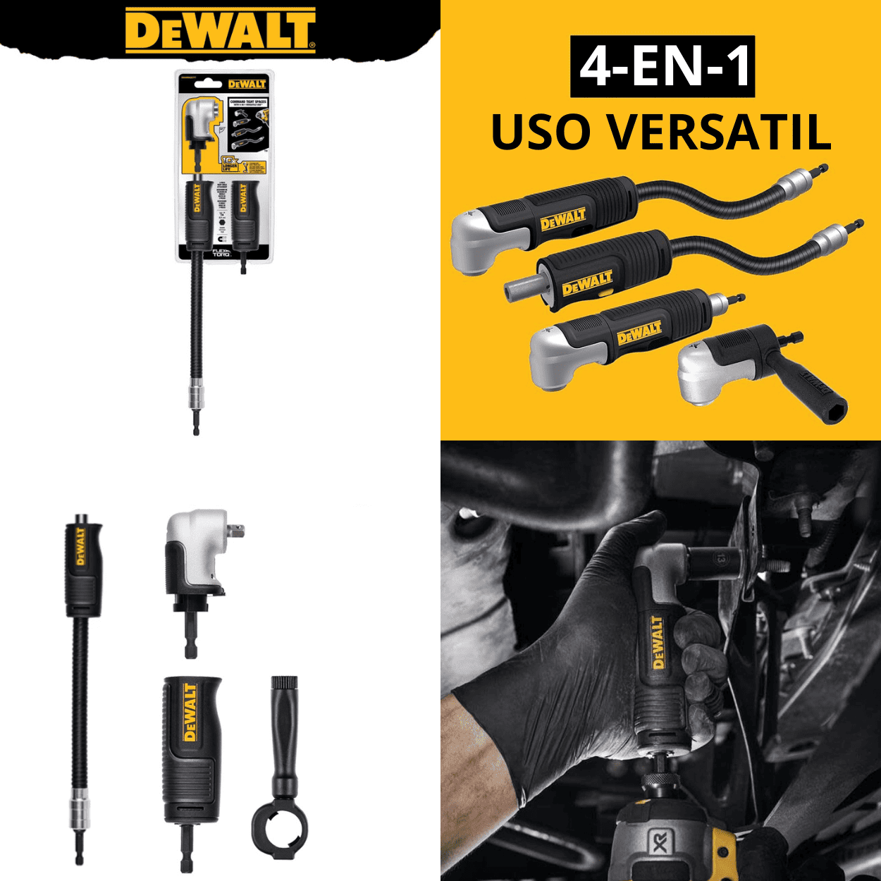 FLEXTORQ DEWALT 4 EN 1 – Sistema Modular Ángulo Recto