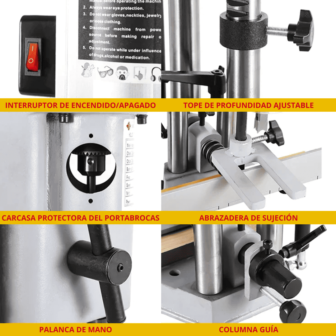 Máquina Escopleadora 3 en 1 para Perforación Cuadrada de 6 a 16mm