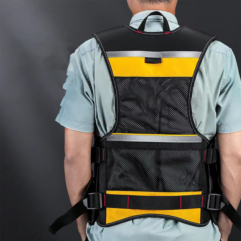 Chaleco Porta-Herramienta Autoajustable C/18 Bolsillos y Reflectante.