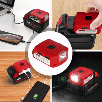 Adaptador USB con Linterna para Milwaukee M18 – Carga Celular + Luz LED en un Solo Accesorio