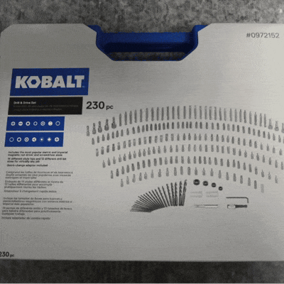 KOBALT 230PCS – Set de Brocas, Puntas y Adaptador de Cambio Rápido