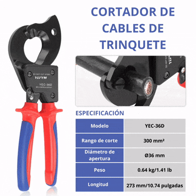 Cortador de Cable de Trinquete – Modelo YEG-36D para Cables de hasta 300 mm²