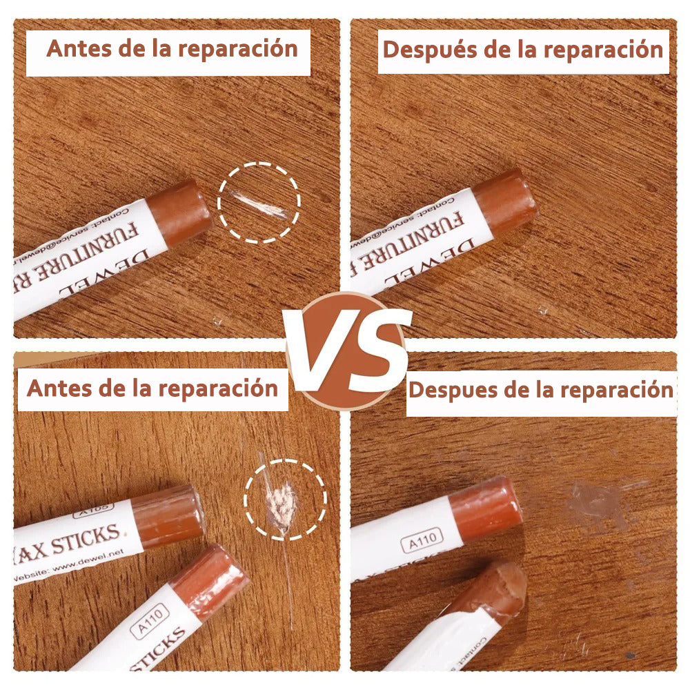 Kit de 20 Ceras + Espátula Aplicador para Reparación de Muebles en Madera, Melamina y Aglomerados