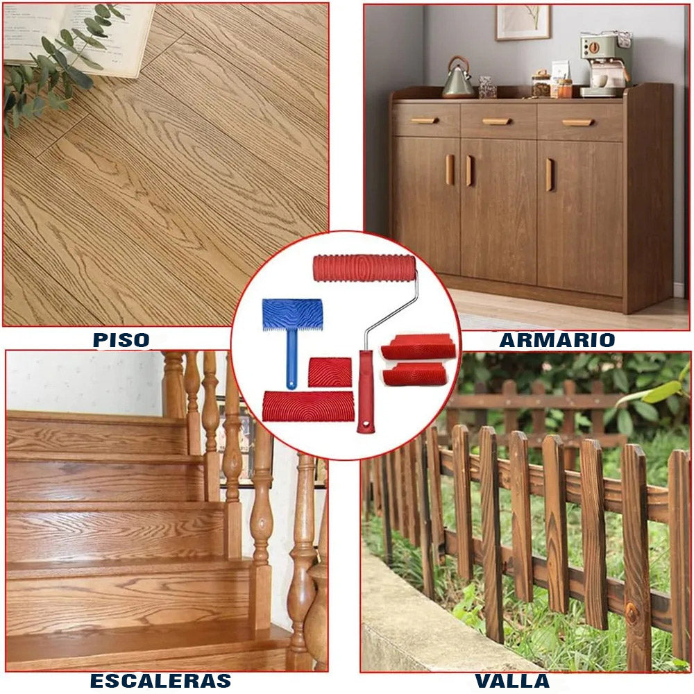 SET 8PCS PLANTILLA Veteadoras Efecto Madera