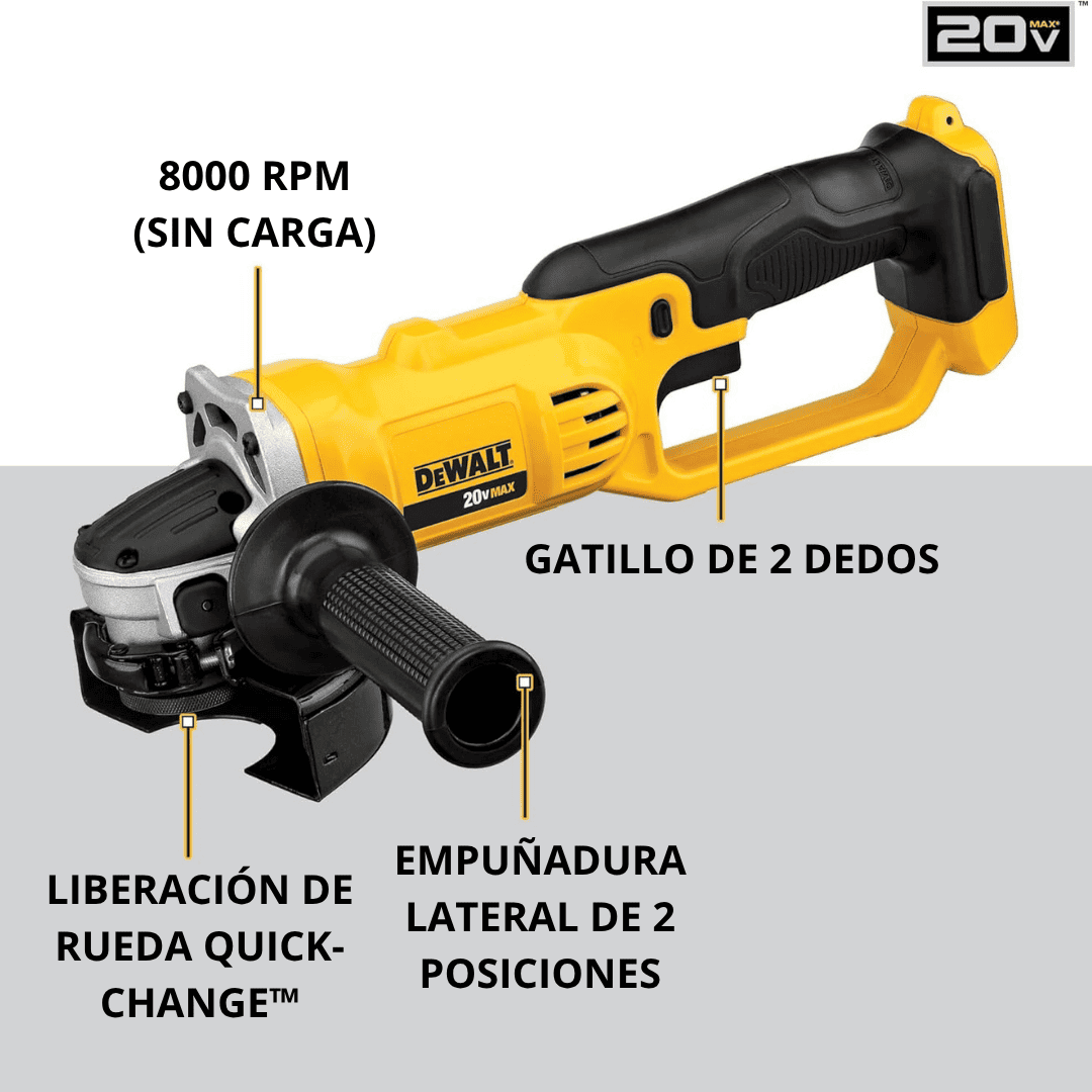 Esmeril Angular 4-1/2” 20V XR DEWALT DCG412B – Seguridad y Potencia Inalámbrica para Corte y Desbaste