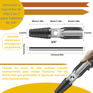 Extractor y Corrector de Hilo 2 en 1 para Tuberías de 1/2" y 3/4"