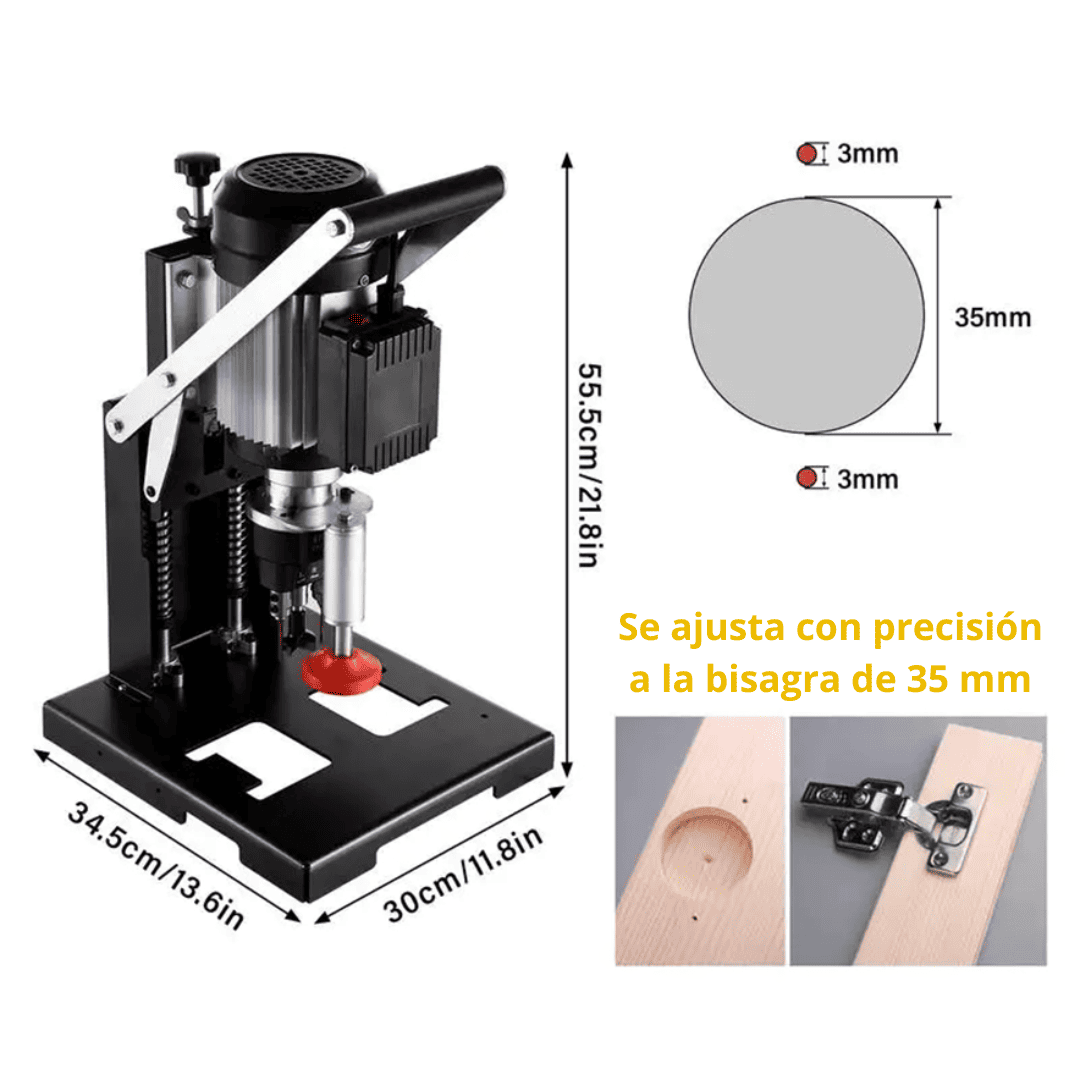 Taladro Industrial para Bisagra Cangrejo 35mm – Potencia y Precisión para Carpintería Profesional