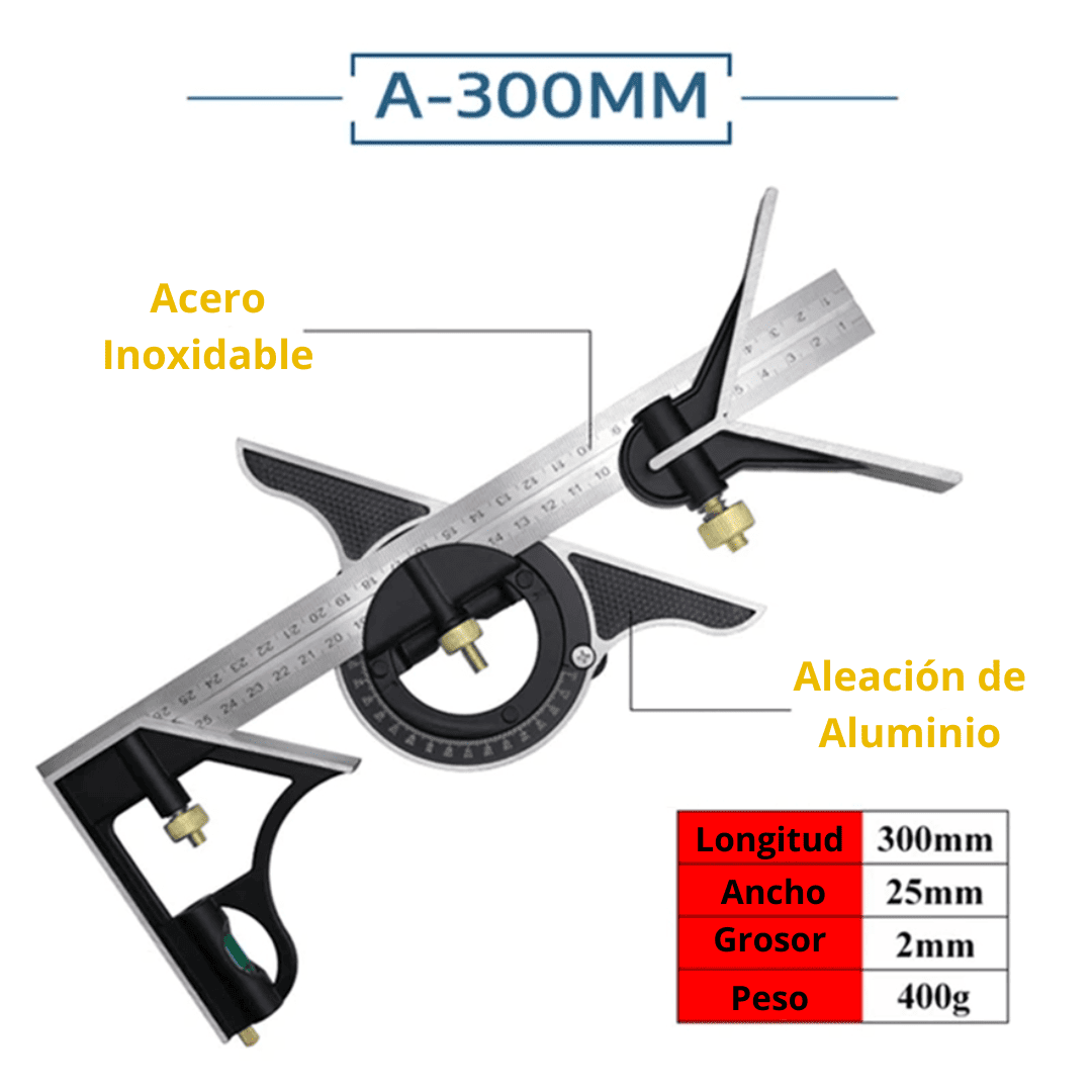 Escuadra Combinada PRO de 12” – Precisión y Versatilidad en una Sola Herramienta