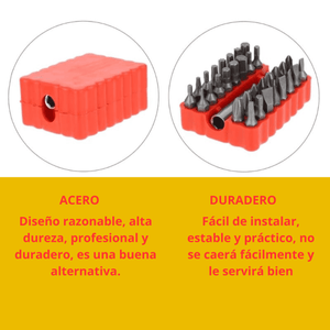 Juego de Puntas de Impacto Hexagonal 33 Piezas