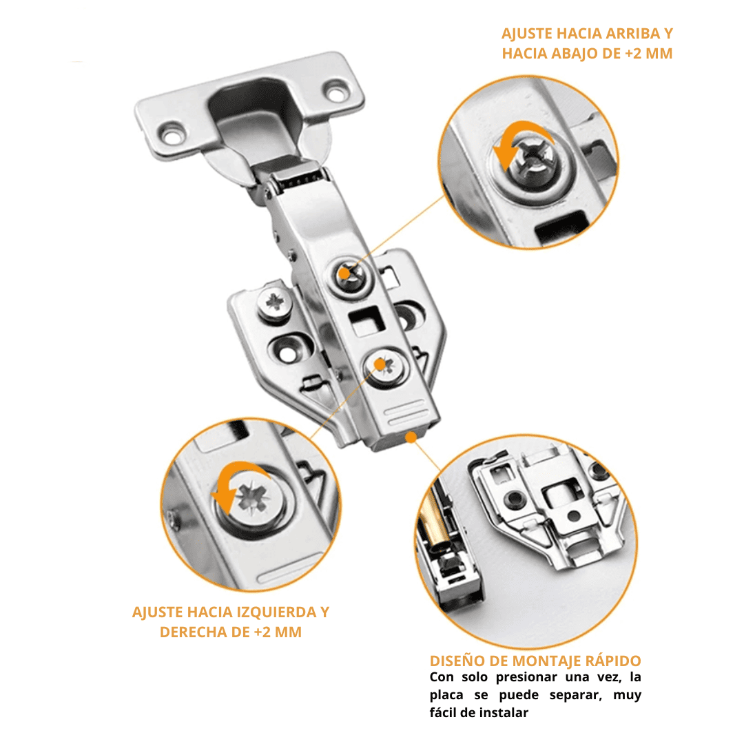 Bisagra Cierre Suave 3D de 35mm Lateral – Ajuste Tridimensional para Muebles de Alta Precisión