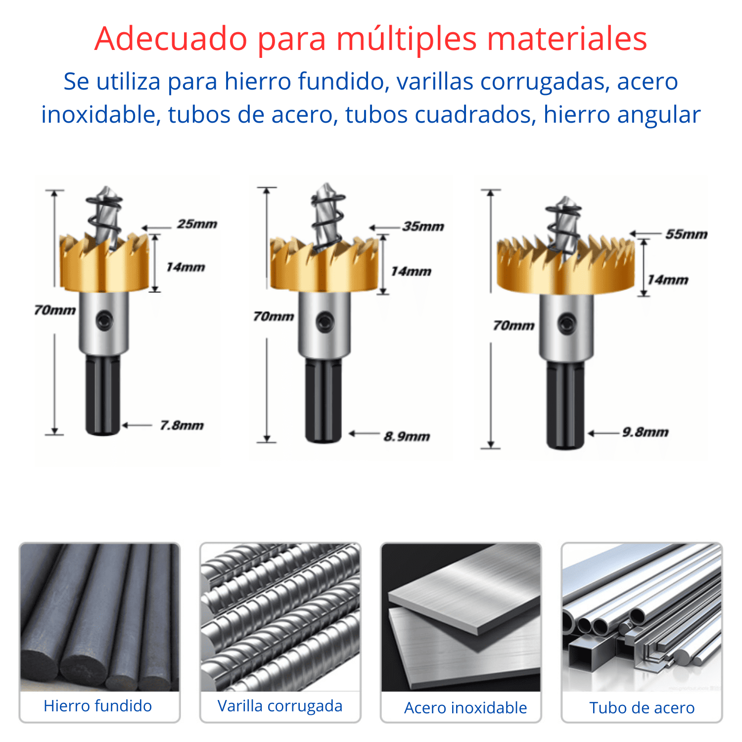 Sierra Copa Cobaltada Ø25, 35 y 55mm – Con Sistema Saca-bocados PRO