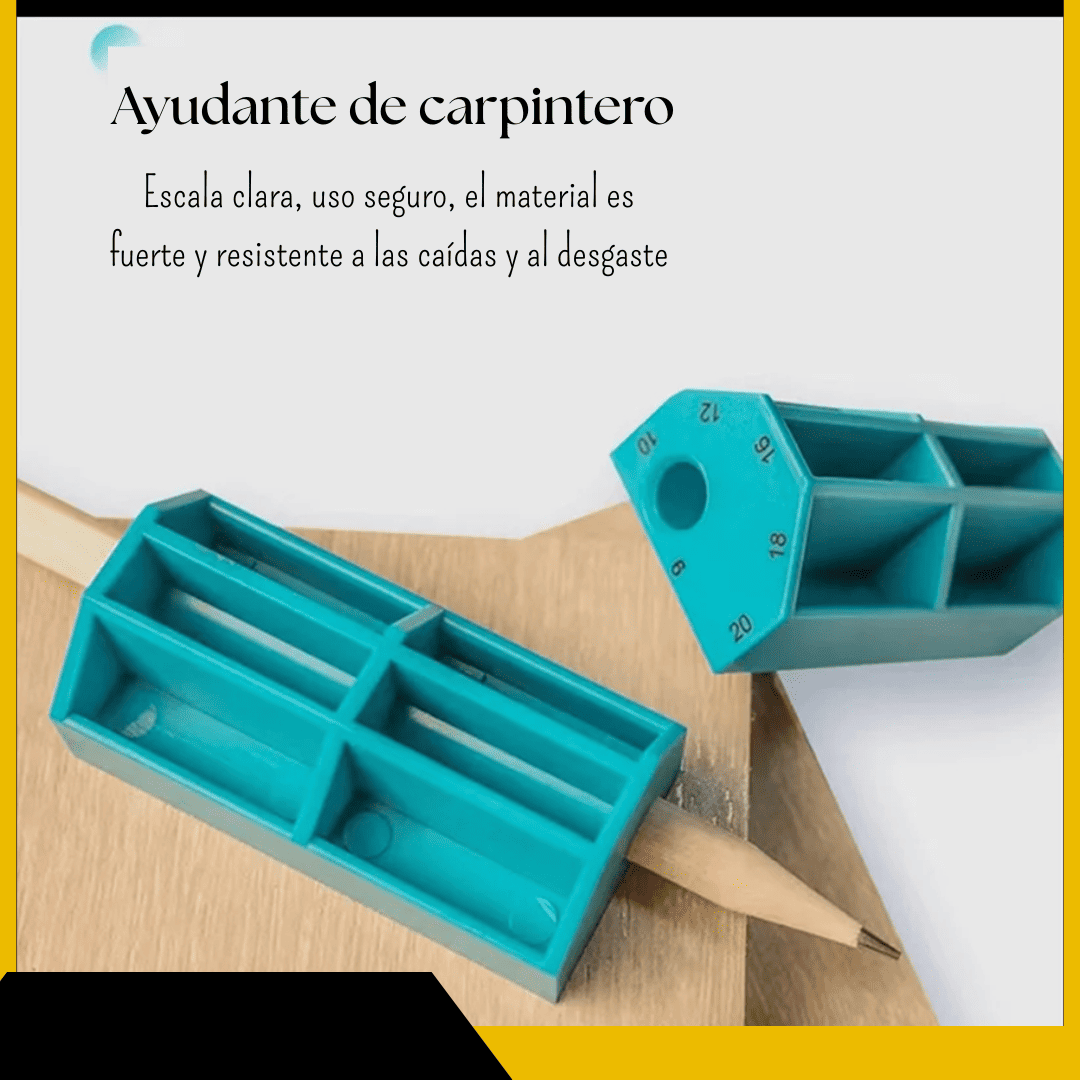 Set Marcador Multifuncional de Carpintería – 3 Trazadores + Lápiz con Medidas de 6 a 20 mm