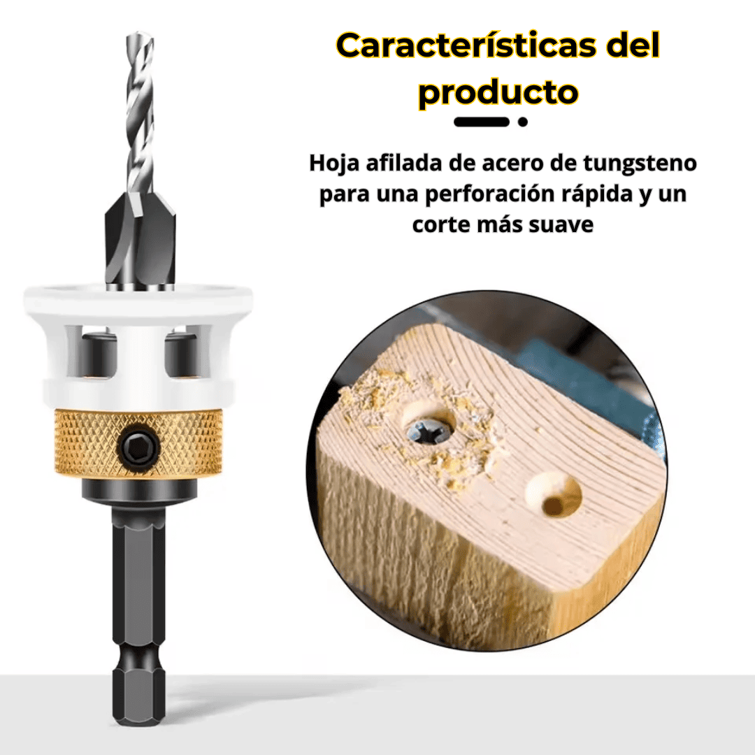Broca Avellanadora con Tope Pro 2.8 x 8 mm – Precisión Ajustable para Madera y Melamina