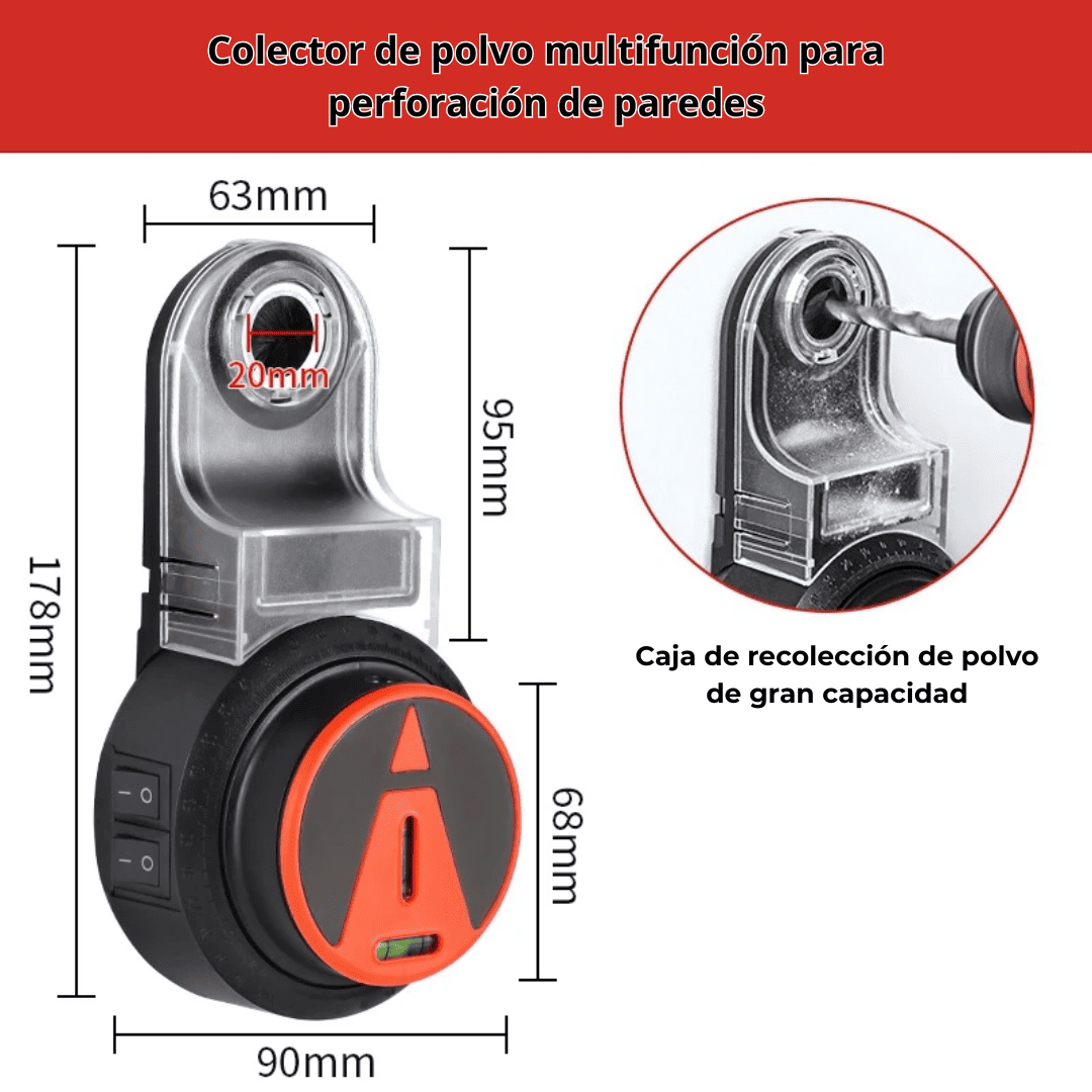 Colector de Polvo Eléctrico con Láser 2 en 1 – Perforación Limpia, Precisa y Sin Esfuerzo