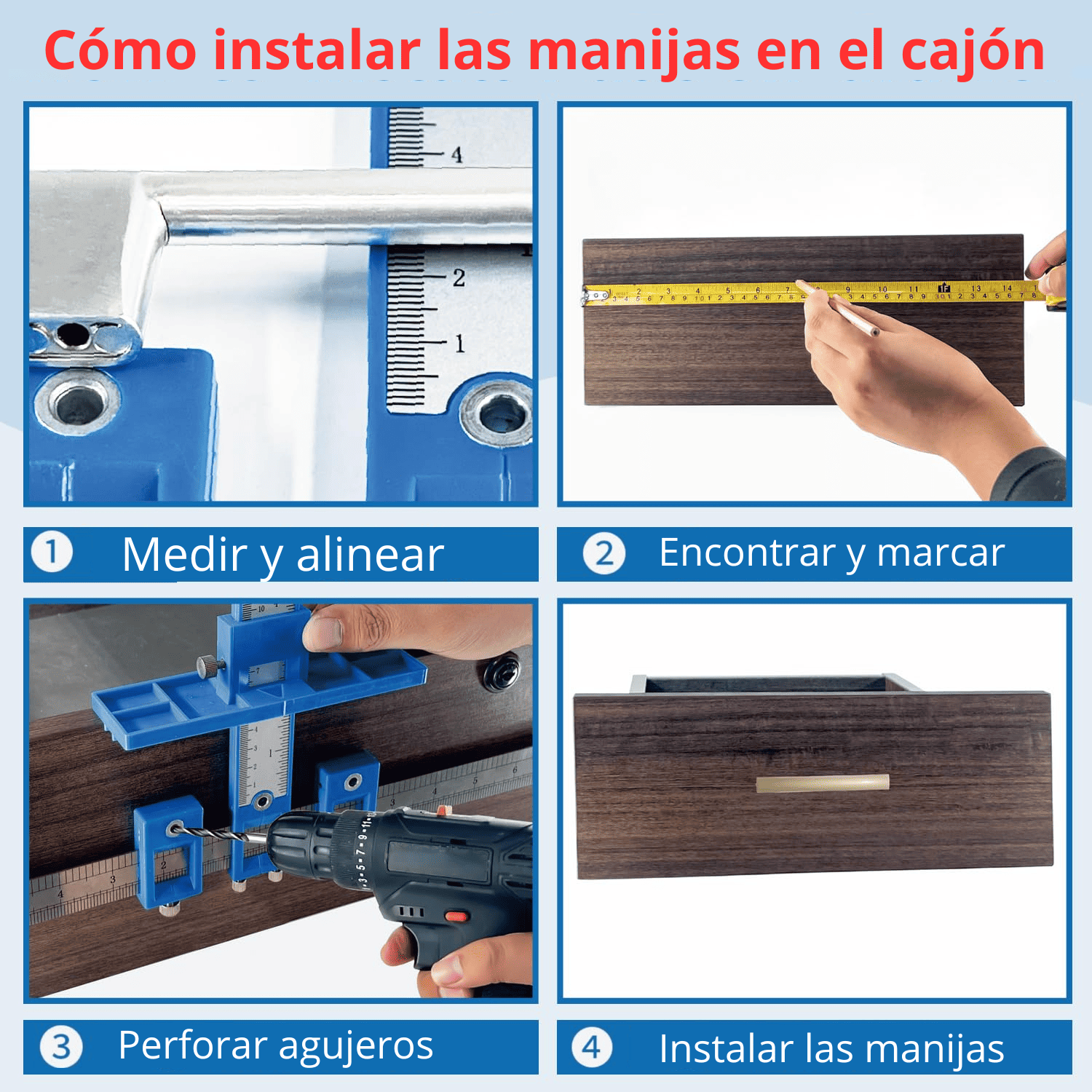 Plantilla Guía para Agujeros de Manijas – Kit Profesional en Estuche Original