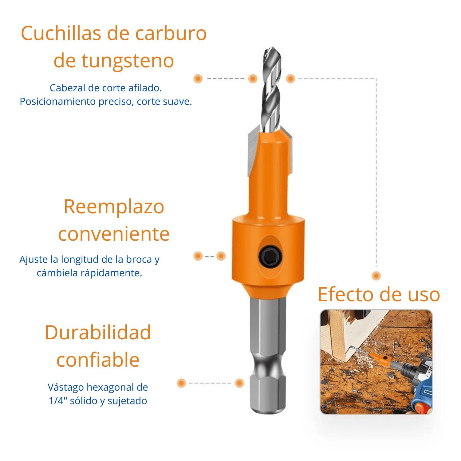 Broca Avellanadora 2.8x8 mm & 3x8 mm – Con Llave y Vástago Hexagonal