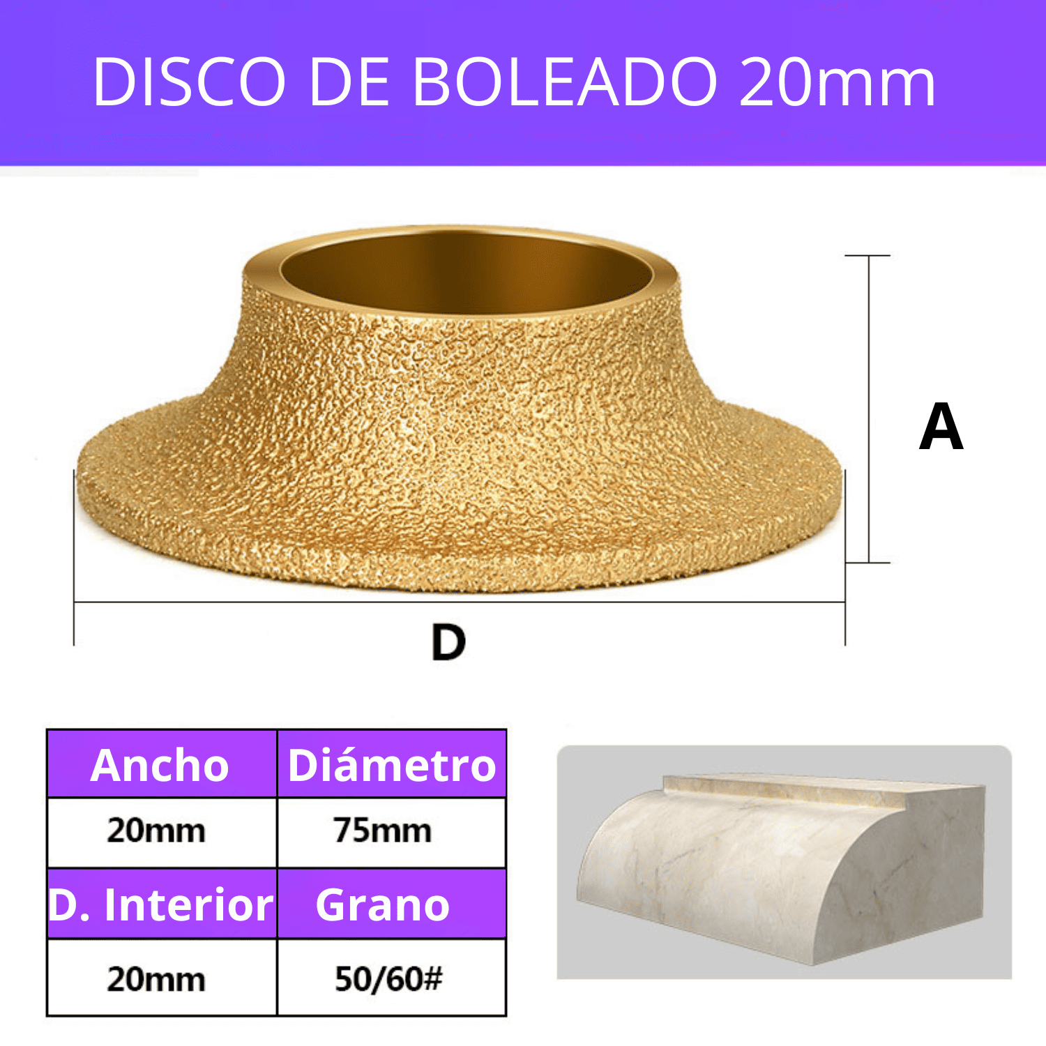 DISCO DE BOLEADO PARA PORCELANATO, GRANITO Y MÁRMOL – 10MM, 15MM, 20MM